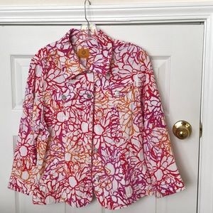 Ruby Road red, lilac and orange floral 3/4 sleeve
